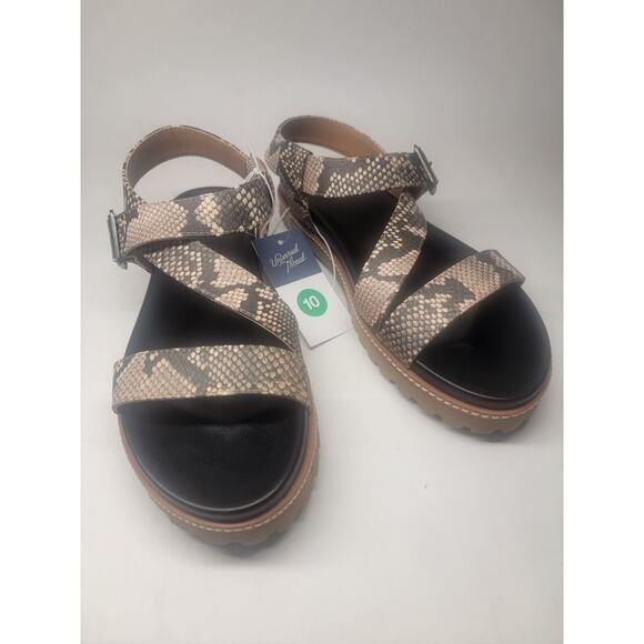 Women's Annika Platform Footbed Snake Skin Sandals Size 10 - Picture 1 of 4